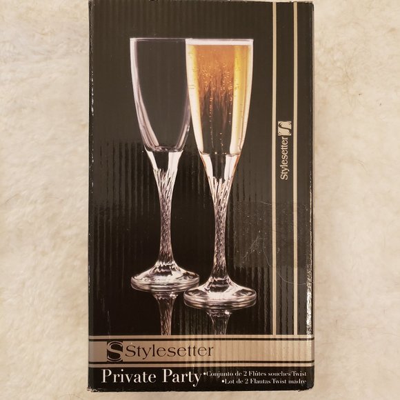 [Style Setter] Private Party Twist Stem Champagne Flutes - Set Of Two - Picture 1 of 8